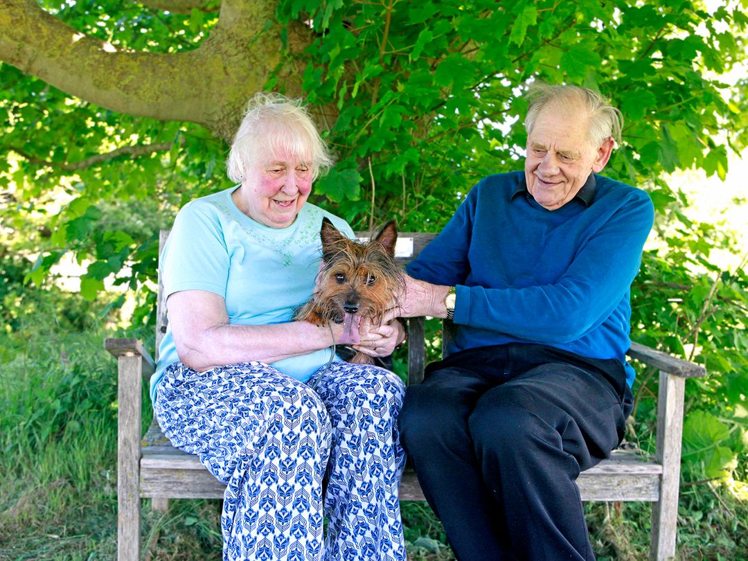 Foster Carers Sonia and Barry with Pepper the Australian Terrier
