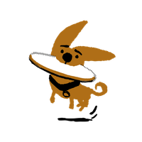 Illustration of dog catching a frisbee