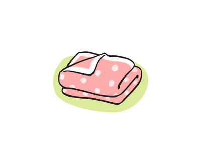 Illustration of a pink polka dot blanket