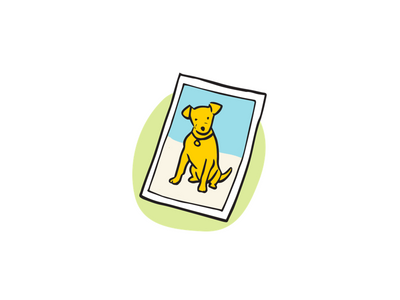 Illustration of a picture of a yellow dog 