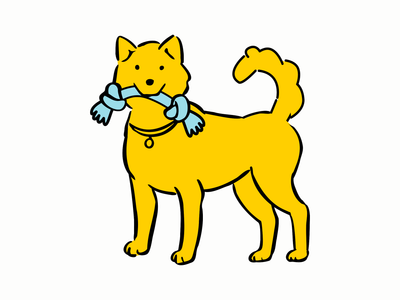 Illustration of dog playing with toy