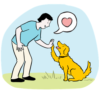 Illustration of dog high-pawing owner