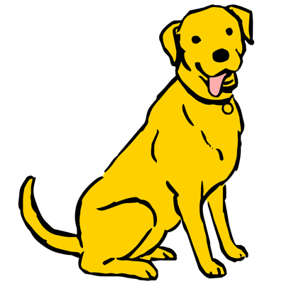 Illustration of a Golden Labrador adult dog sitting with tongue out