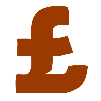 illustration of a pound sign in a reddy brown colour