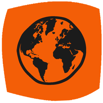 Illustration of a globe on orange background