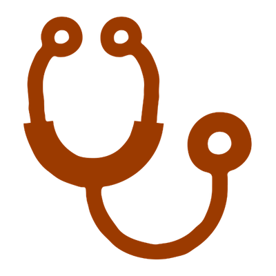 an illustration of a stethoscope in a reddy brown colour