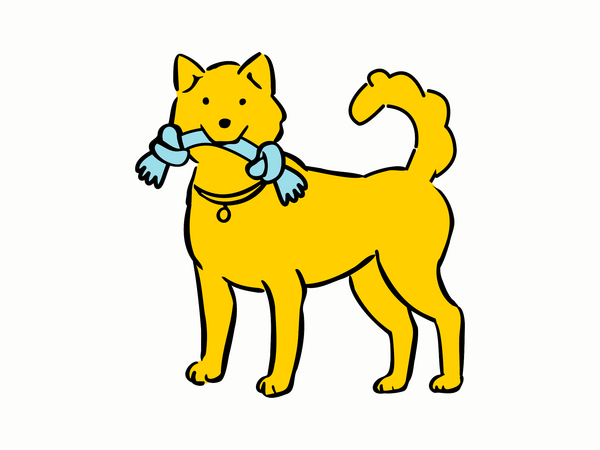 Illustration of dog playing with toy