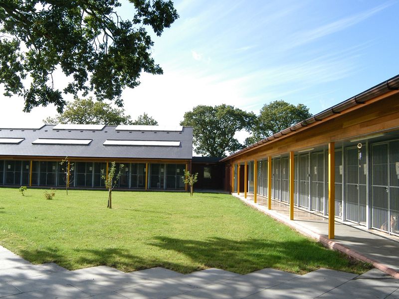 Kenilworth Rehoming Centre exterior with kennels