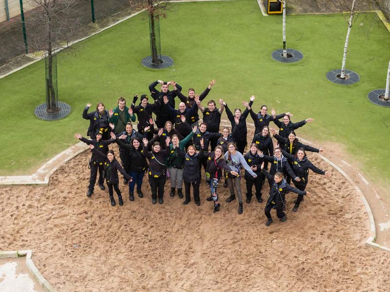 Aerial photo of the Dogs Trust Manchester team