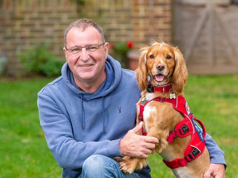 Martin the veteran with his assistance dog Ollie