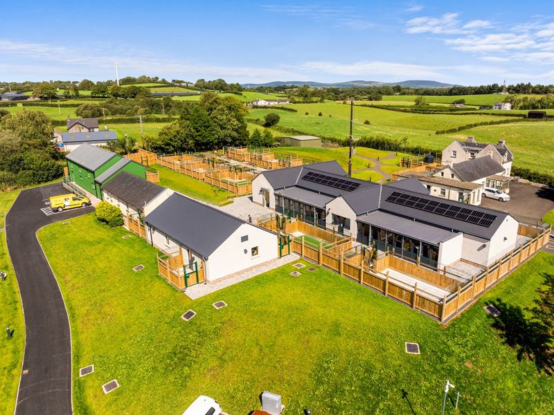 Photo of Ballymena's rehoming centre drone footage of buildings they use for surplus intake of dogs