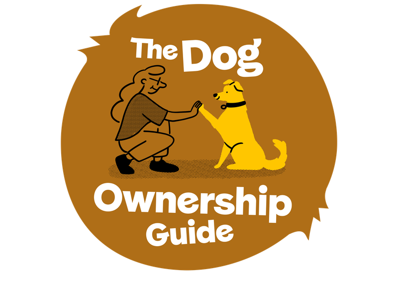 Brown sticker on a transparent background showing a person with their dog