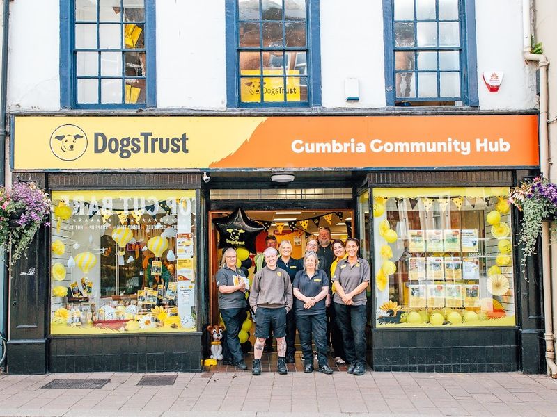 The team celebrates the opening of our first ever community hub in Cumbria