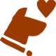 an illustration of a dogs head with a heart next to it in a reddy brown colour