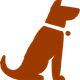 an illustration of a dog sitting in a reddy brown colour