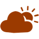 illustration of a sun behind a cloud in a reddy brown colour