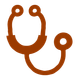an illustration of a stethoscope in a reddy brown colour